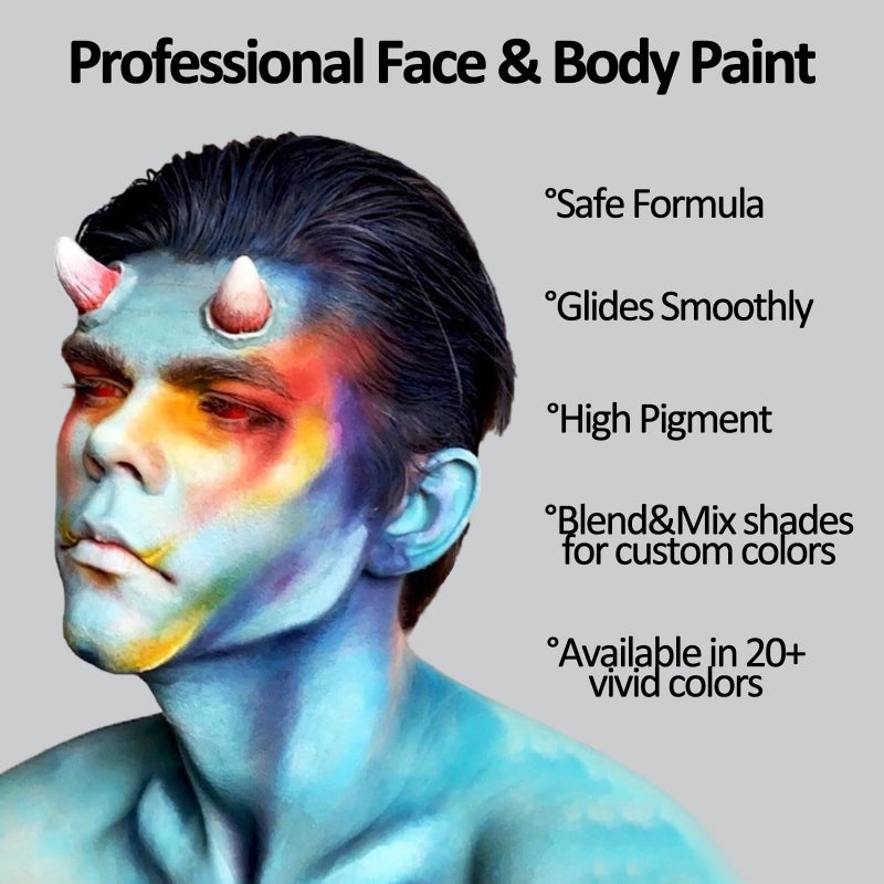 Mysense Light Blue Face Body Paint,Water Based Washable Face Paint,Non-toxic Cream Body Paint for Adults and Children Halloween SFX Cosplay Corpse Bride Sally Avatar Makeup,0.6oz - Image 3