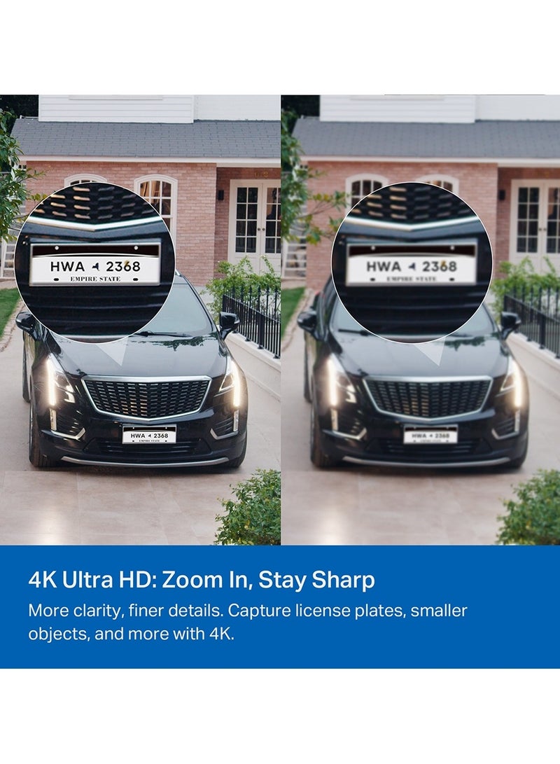 تي بي لينك C460، 4K-8MP، كاميرا أمان خارجية تعمل بالبطارية مع واي فاي مزدوج النطاق | كشف ذكي مجاني - شخص، حيوان أليف ومركبة | رؤية ليلية ملونة بتقنية ستارلايت | مقاومة للعوامل الجوية IP66 | قاعدة مغناطيسية | ميزات متقدمة، بدون اشتراك - Image 4