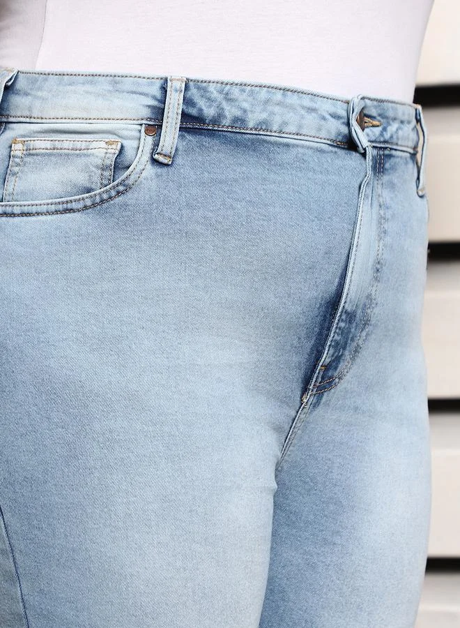 HIGH STAR Plus Size Slim Fit High Rise Faded Jeans by Styli