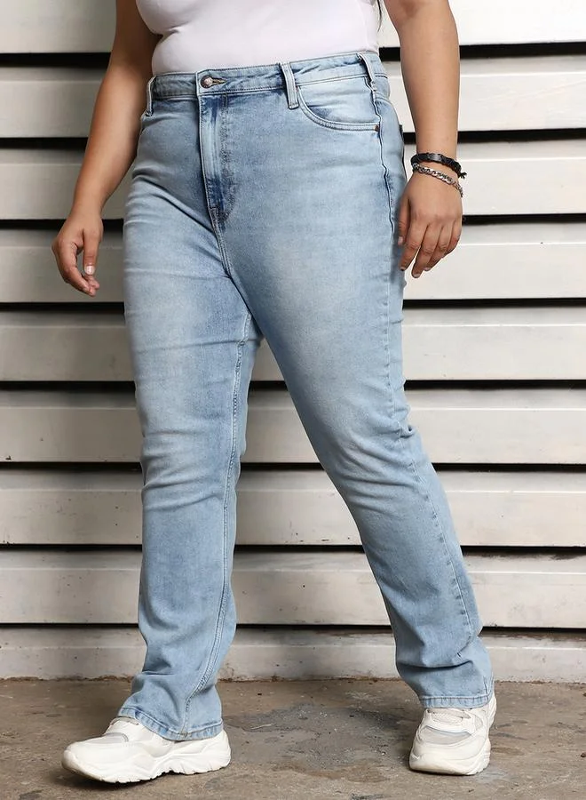 HIGH STAR Plus Size Slim Fit High Rise Faded Jeans by Styli
