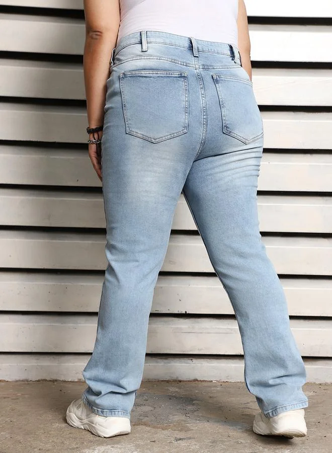 HIGH STAR Plus Size Slim Fit High Rise Faded Jeans by Styli