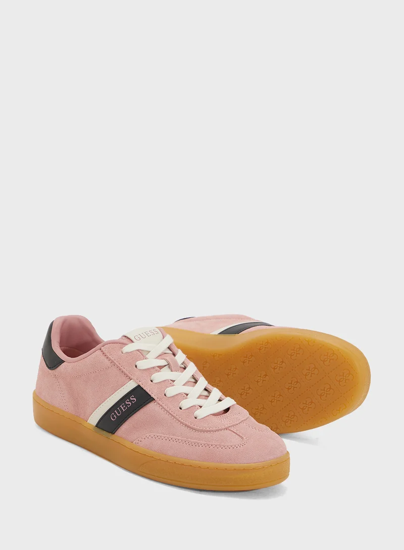 GUESS Logo Detailed Lace Up Low Top Sneakers