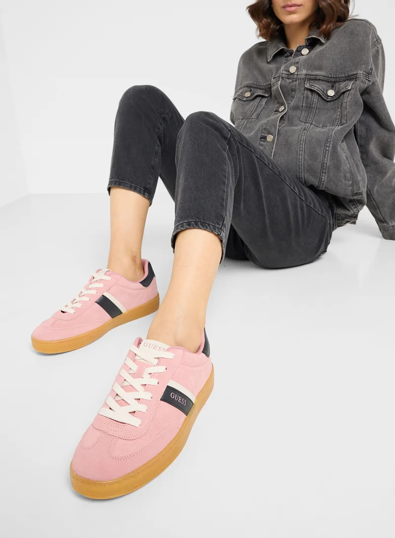 GUESS Logo Detailed Lace Up Low Top Sneakers