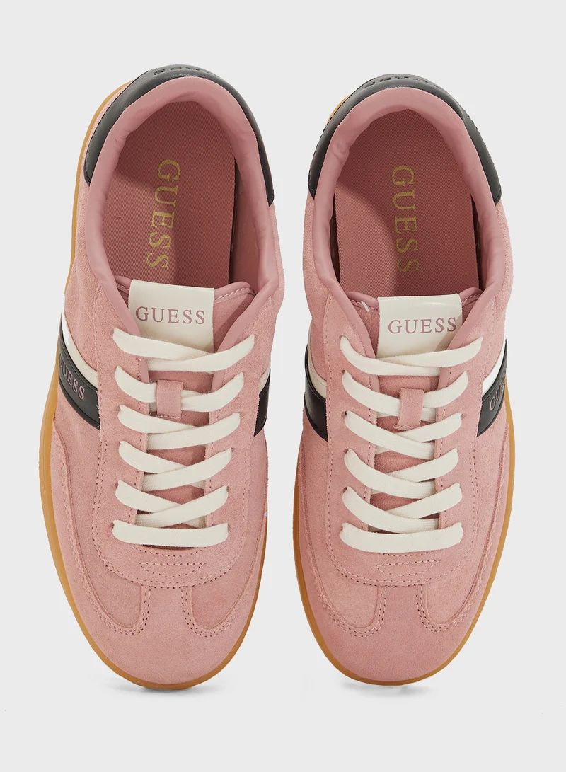 GUESS Logo Detailed Lace Up Low Top Sneakers