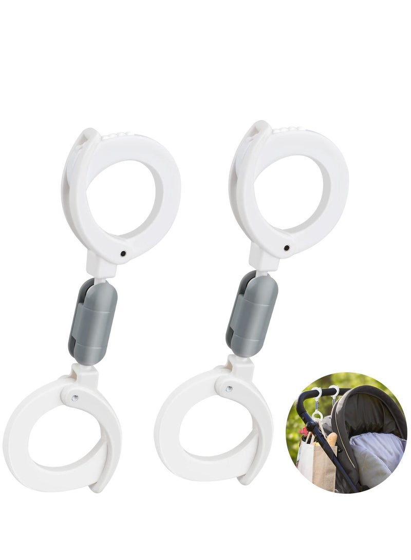 KASTWAVE 2 Pcs Stroller Hooks Baby Bag Clips Adjustable Pram Clips for Shopping Bag Changing Bag and Handbags Pushchair Accessories Universal Fits Any Stroller - Image 1