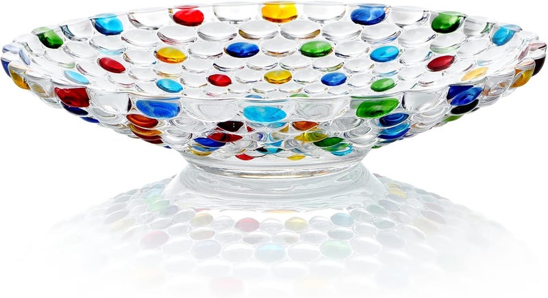 MDLUU 11.5'' Glass Crystal Bowl Centerpiece, Colorful Fruit Display Bowl, Decorative Large Glass Bowl for Kitchen Counter, Dining Room, Wedding Decor - Image 1