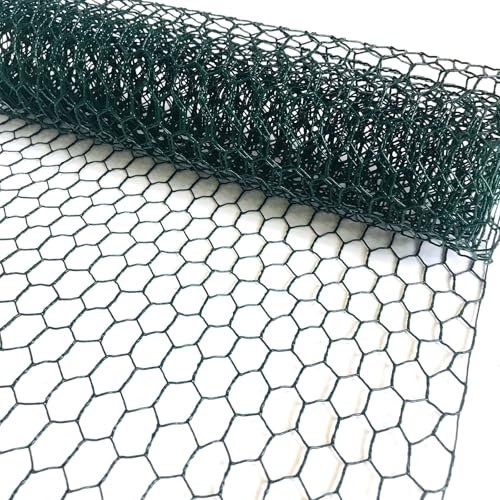 YGGlDUOl Chicken Wire, Easy to Shape, 15.7 x 87 Inches, Green PVC Coated Lightweight Galvanized Hexagonal Chicken Wire mesh, Floral Chicken Wire for Craft, Poultry, Garden - Image 1