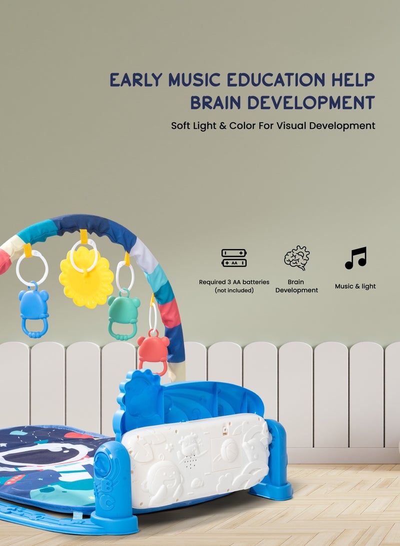 Baybee Kick & Play Piano Gym Fitness Mat For Baby, Activity Play Gym for Baby with Rotating Piano, 5 Hanging Rattle Kids Toys Baby Gym Baby Crawling Play Mat for Newborn Baby Play Gym for Baby 0 to 12 Months Dark Blue - Image 5