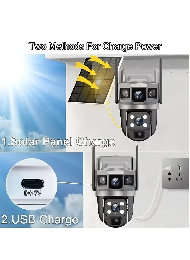 Flyview Solar Powered Surveillance Camera 4G Surveillance Cameras 4K HD CCTV Battery Dual Lens Outdoor Smart Home Security Surveillance Cameras - Image 3
