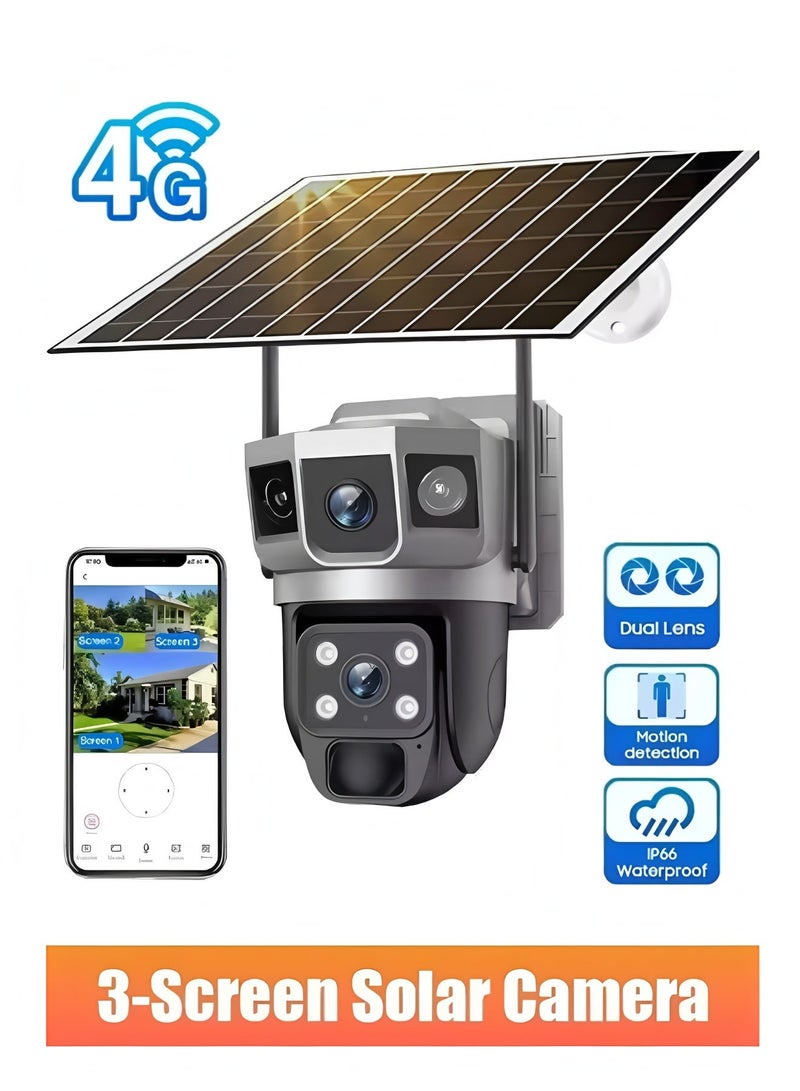 Flyview Solar Powered Surveillance Camera 4G Surveillance Cameras 4K HD CCTV Battery Dual Lens Outdoor Smart Home Security Surveillance Cameras - Image 1