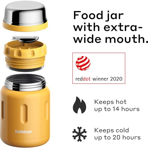 BOBBER 24 oz Insulated Stainless Steel Food Jar with Extra-Wide Mouth, Built-in Spoon & Bowl - Keeps Hot for 14 Hours and Cold for 20 Hours - Leakproof Lunch Thermo for Adults (Orange) - Image 2