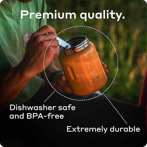 BOBBER 24 oz Insulated Stainless Steel Food Jar with Extra-Wide Mouth, Built-in Spoon & Bowl - Keeps Hot for 14 Hours and Cold for 20 Hours - Leakproof Lunch Thermo for Adults (Orange) - Image 5