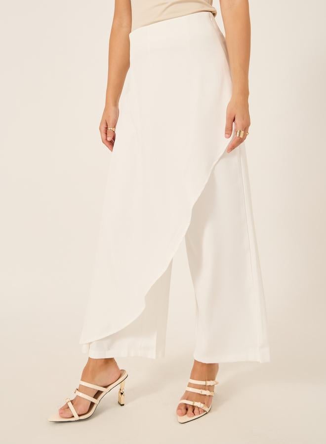 Styli Styli Solid Wrap Overlay Wide Leg Pants with Side Zip  - Image 2