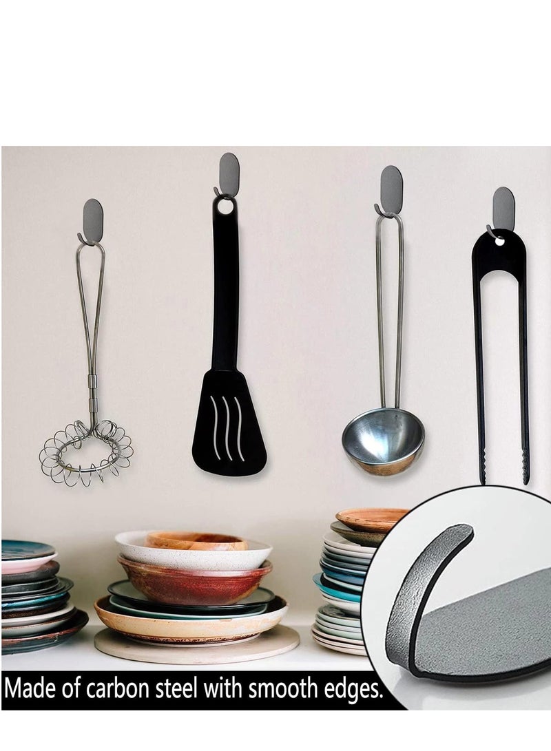 Self Adhesive Hooks Silver, 10 Pack Sticky Hooks Extra Strong for Kitchen, Bathroom, Sink - Waterproof Carbon Steel Stick Hanger on Towel Hooks  - Image 3