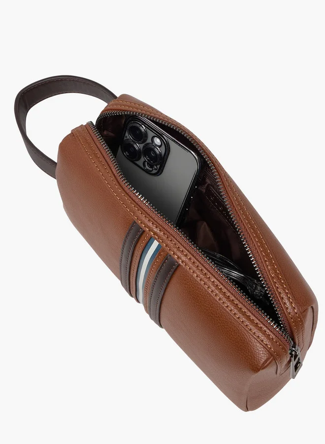 DUCHINI Striped Pouch with Zip Closure