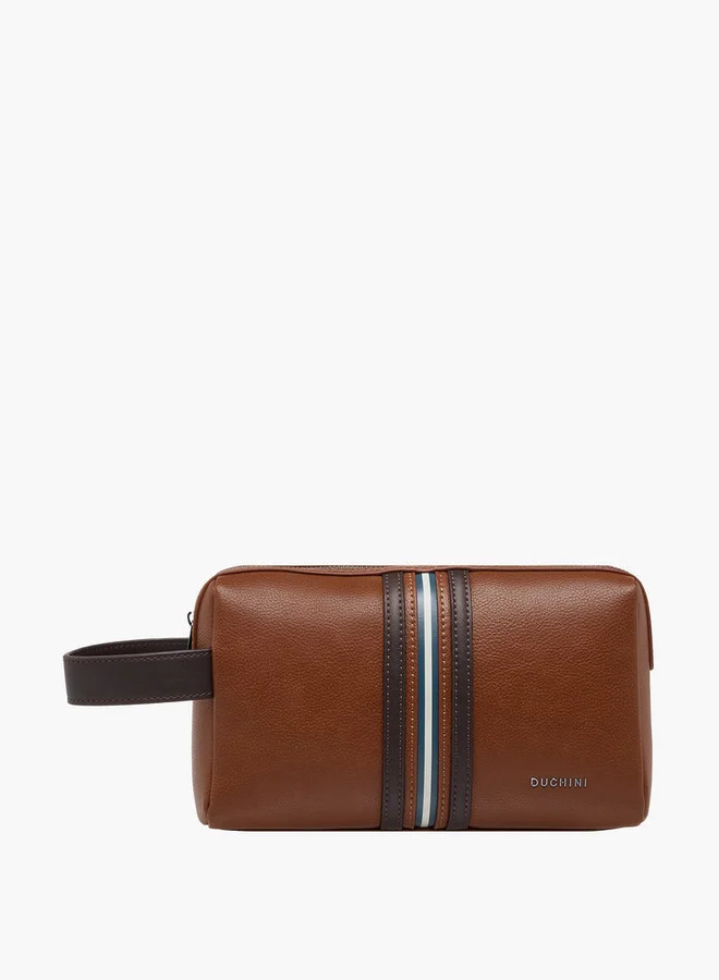 DUCHINI Striped Pouch with Zip Closure