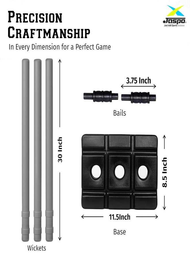 Jaspo Turbo Shot Plastic Wicket Set with Stand & Bails | Standard Size Cricket Kit for All Ages | Practice, Match & Box Cricket Equipment | Tournament Quality Stumps (Color-Grey) - Image 5