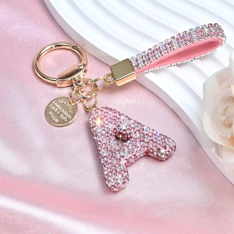 Pink Letter Jewelry Keychain, Women’s Gift, Shimmering and Delicate Bag/Car Key Charm - Image 3