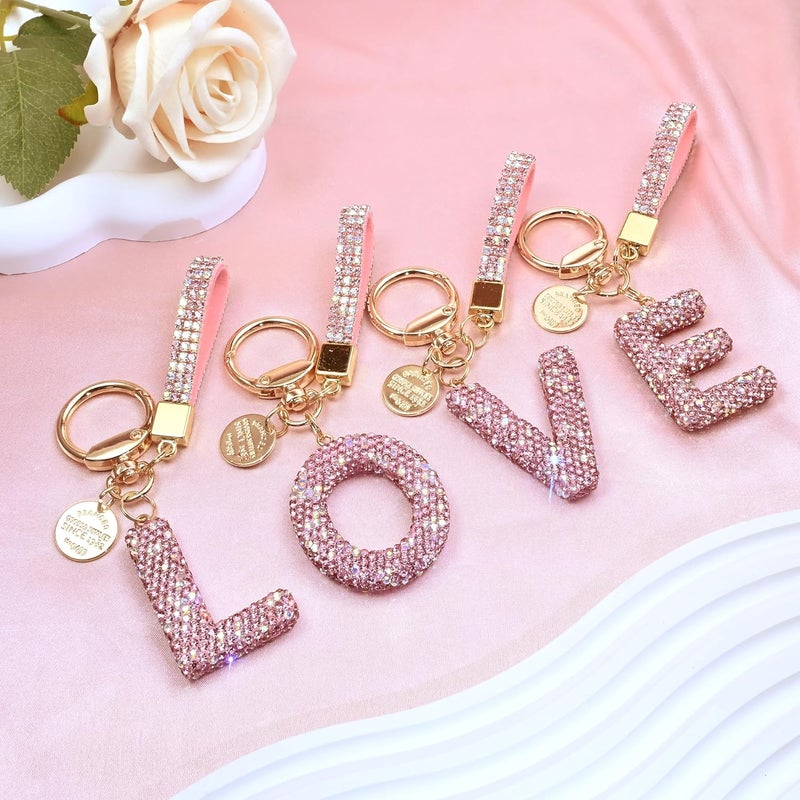 Pink Letter Jewelry Keychain, Women’s Gift, Shimmering and Delicate Bag/Car Key Charm - Image 5