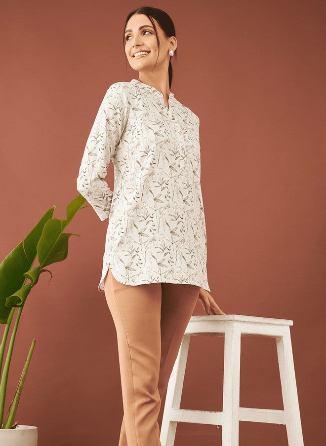 SALT ATTIRE Floral Printed Mandarin Collar Top - Image 5