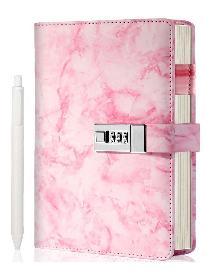 CAGIE Marble Diary With Lock For Girls And Women Waterproof Journal With Lock 192 Pages Secret Girls Locked Diary With Pen Password Locked Journals For Teen Girls A5 Pink - Image 1