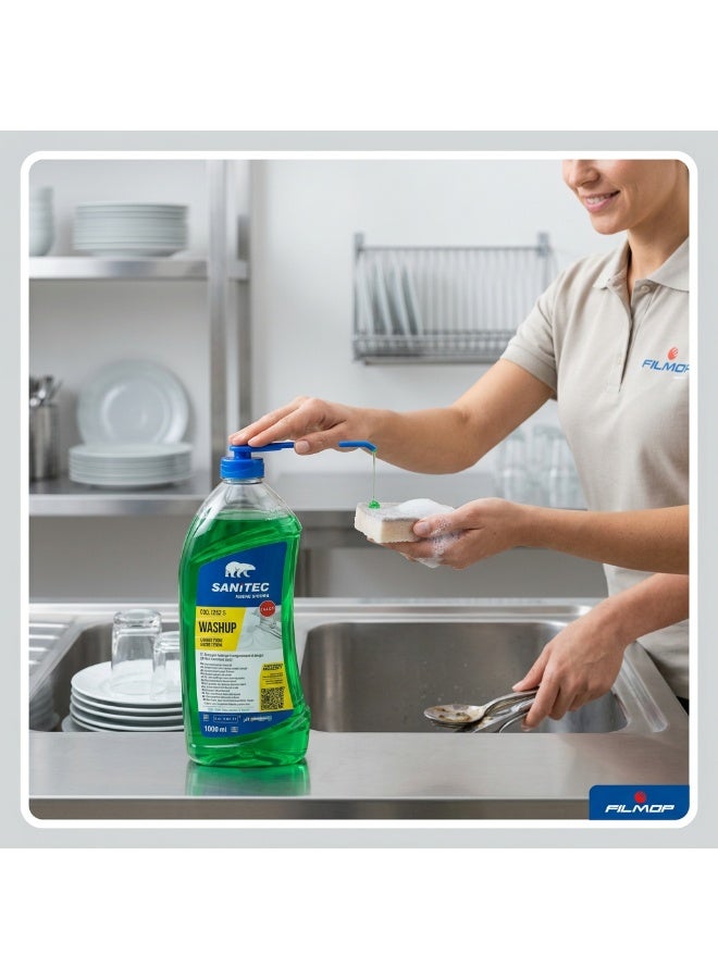 Sanitec Hand Dishwashing Liquid | Gentle Yet Powerful Grease-Cutting Dish Soap | Italian Formula | 1 Liter - Image 2