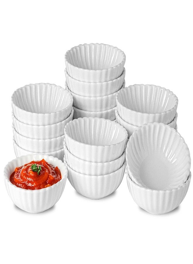UIBFCWN 20 Pack 1.3Oz Soy Sauce Dish Ceramic, White Dipping Sauce Bowls/Dishes, Small Dipping Cups for Sushi Ketchup Olive Oil Side Dishes, Mini Dip Bowls for Charcuterie Boards - 2.7inch - Image 1