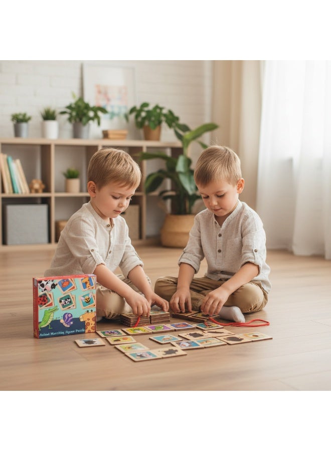 Y&D Wooden Cartoon Skin Shadow Matching Thinking Training Building Blocks Toy - Image 2