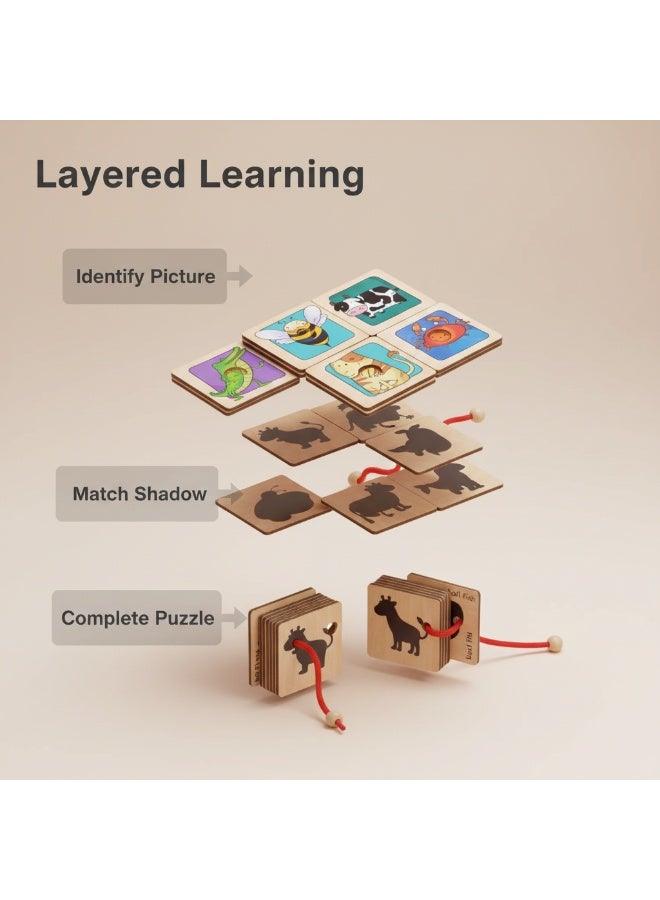 Y&D Wooden Cartoon Skin Shadow Matching Thinking Training Building Blocks Toy - Image 3