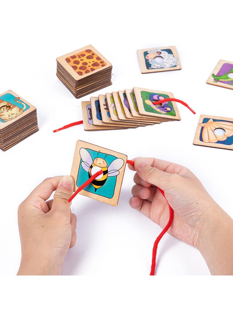 Y&D Wooden Cartoon Skin Shadow Matching Thinking Training Building Blocks Toy - Image 5