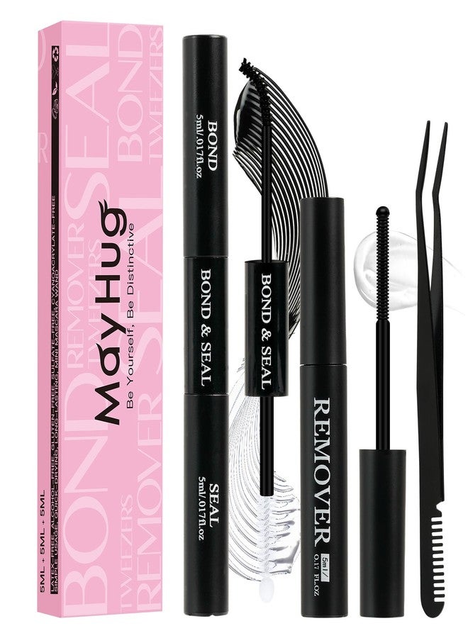 Mayhug Lash Bond and Seal with Lash Glue Remover and Tweezers for Lash Extension Clusters Fast Removal, Waterproof Eyeash Glue Lash Extension Remover Lash Applicator Tools for Beginners - Image 1