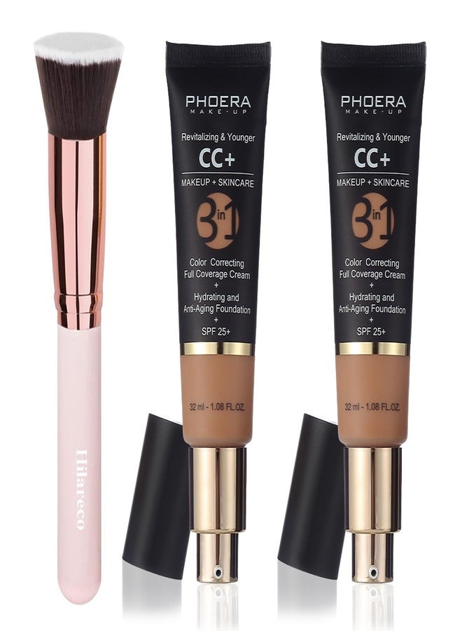 Hilareco PHOERA CC Cream Foundation With SPF,PHOERA Full Coverage Foundation Color Correcting Cream,Anti Aging Hydrating Serum & SPF 25+ Sunscreen Natural Finish1.08 floz(2PCS 160 Sand) - Image 1