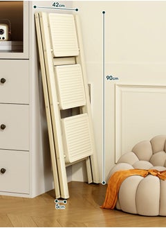 OASIS DESERT Simple Ladder Collapsible Indoor Climbing Ladder Light Small Fresh Flower Frame Staircase 3 Floors (White)  - Image 5