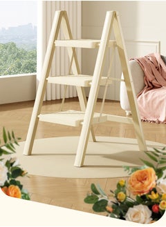 OASIS DESERT Simple Ladder Collapsible Indoor Climbing Ladder Light Small Fresh Flower Frame Staircase 3 Floors (White)  - Image 2