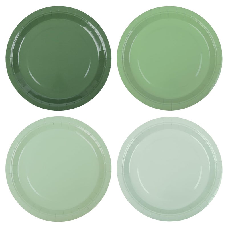 AimFun 24 Sage Green Paper Plates Gradient Green Party Plates 9 Inch Disposable Round Dinner Plates for St Patrick Day Birthday Wedding Baby Bridal Shower Party Supplies - Image 1
