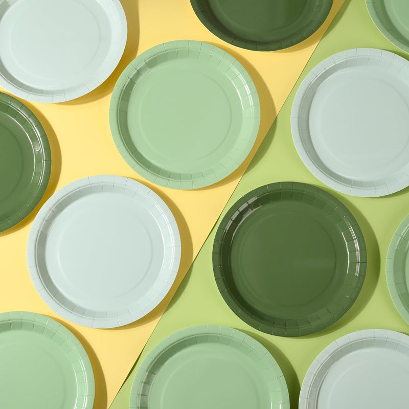 AimFun 24 Sage Green Paper Plates Gradient Green Party Plates 9 Inch Disposable Round Dinner Plates for St Patrick Day Birthday Wedding Baby Bridal Shower Party Supplies - Image 5