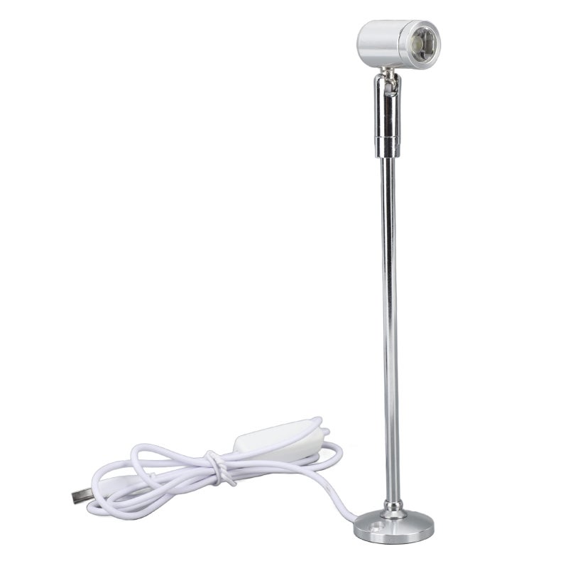 Led Spotlight: 5V Usb Powered Adjustable Silver Aluminum Body - Bright Accurate Eye Protection Mini Spotlight Lamp for Indoor Display, Gallery, Cabinet and Dressing Table Use - Image 2