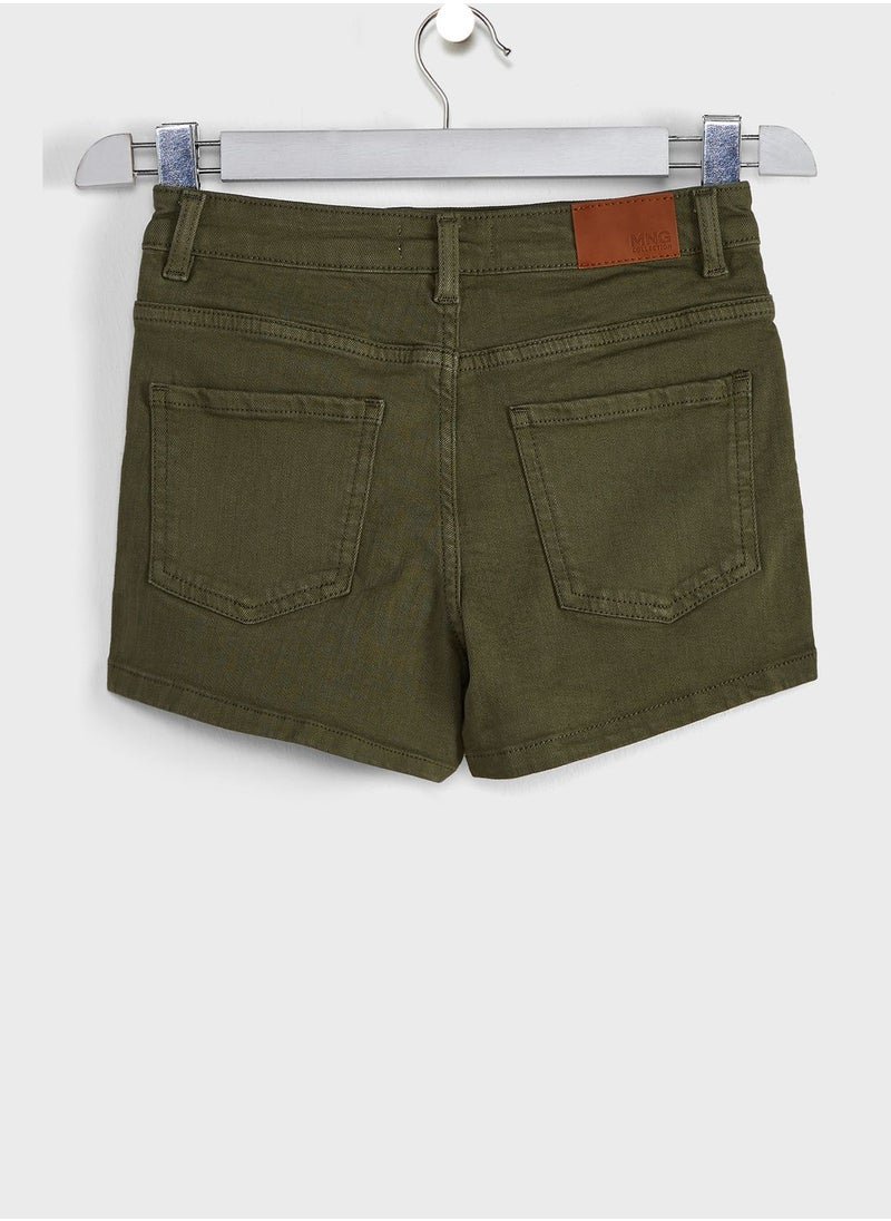 MANGO - Youth Button Detail Denim Shorts - Image 1