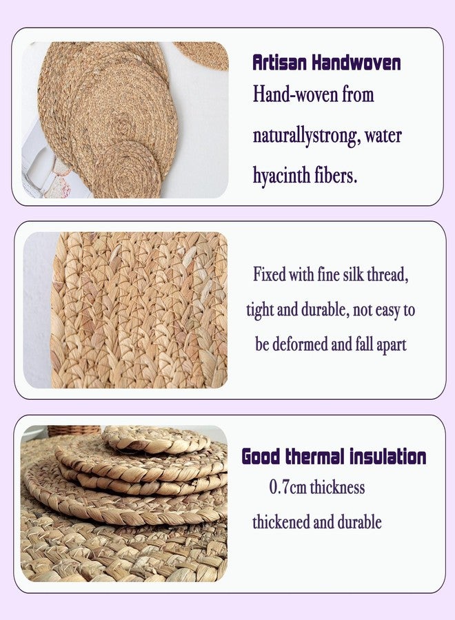 MDH Handmade Woven Platemats w/Napkin Ring Natural Water Hyacinth Woven Combination Table Rattan Platemats Farmhouse Style Placemats for Party Dining Table Kitchen (2, 14.2 inches) - Image 5