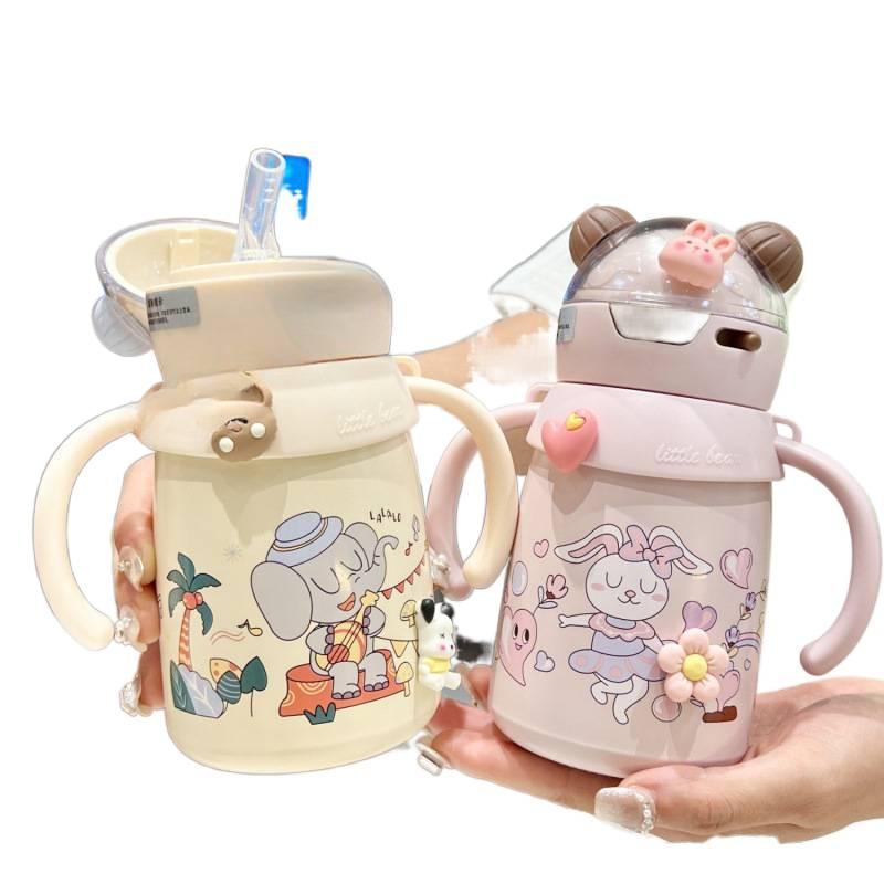Button Lid 400 ml Stainless Steel Water Bottle Kids Bottle in Pink finish for Daily Carry - Image 2