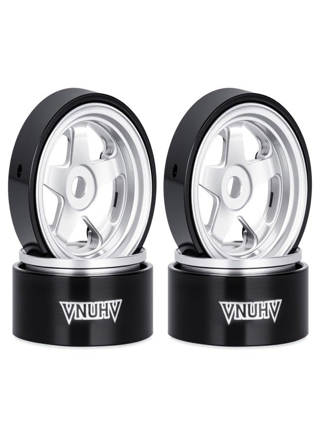 VNUHV 0.7" Aluminum 5-Spoke Beadlock Wheels Tires for 1/30 Axial SCX30 RC Crawler Upgrade Parts (Silver) - Image 1