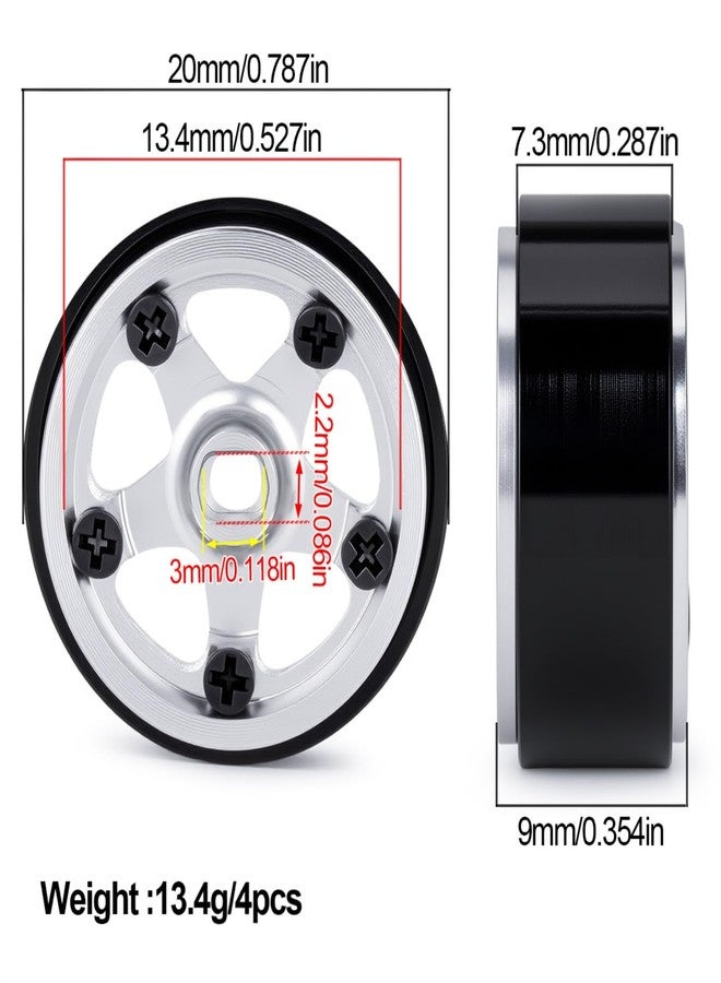 VNUHV 0.7" Aluminum 5-Spoke Beadlock Wheels Tires for 1/30 Axial SCX30 RC Crawler Upgrade Parts (Silver) - Image 2