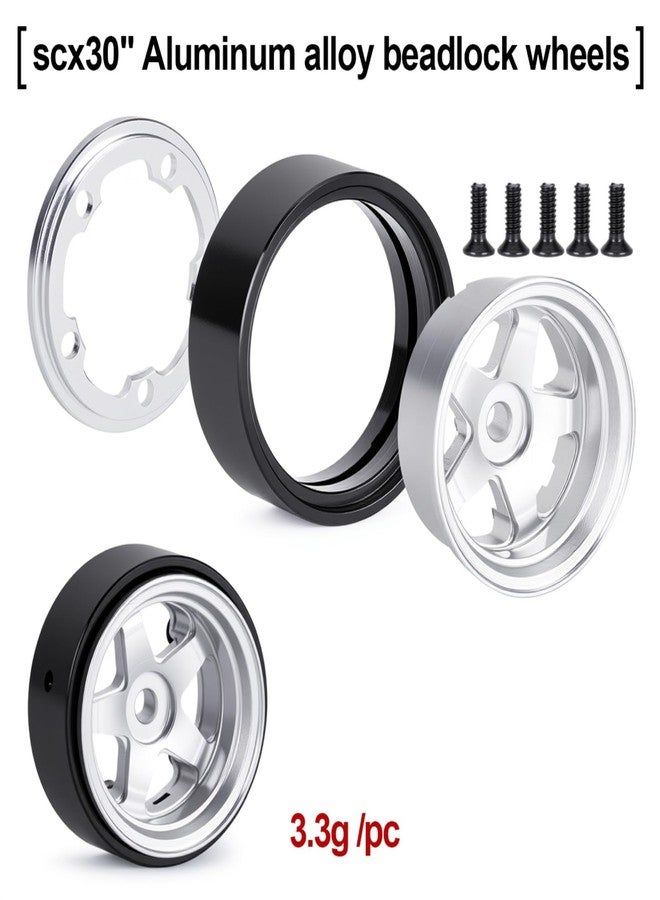VNUHV 0.7" Aluminum 5-Spoke Beadlock Wheels Tires for 1/30 Axial SCX30 RC Crawler Upgrade Parts (Silver) - Image 3