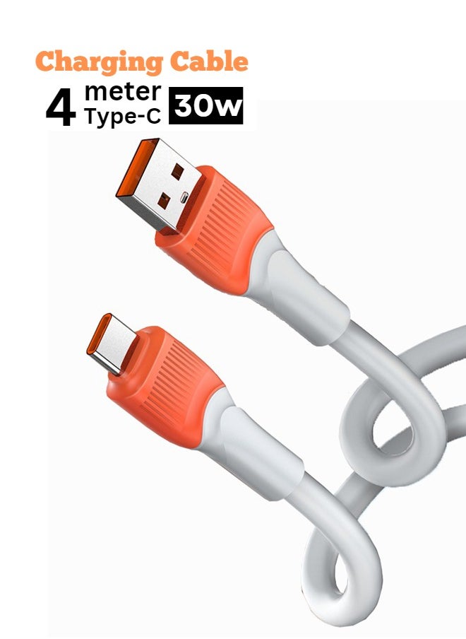 LDNIO 30W USB C Cable A to Type C Data Cord Premium Braided Compatible For Samsung Galaxy, MacBook Pro, Nintendo Switch, Huawei MateBook X Pro iPad Mini 4Meter  - Image 1