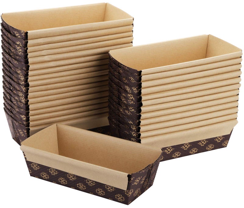 Lawei 30 Pack Paper Loaf Pans Disposable Paper Baking Loft Mold 6 x 25 x 2 inch Rectangle Paper Baking Pans for Quick Bread Small Pumpkin Breads Microwave Oven Freezer Safe
