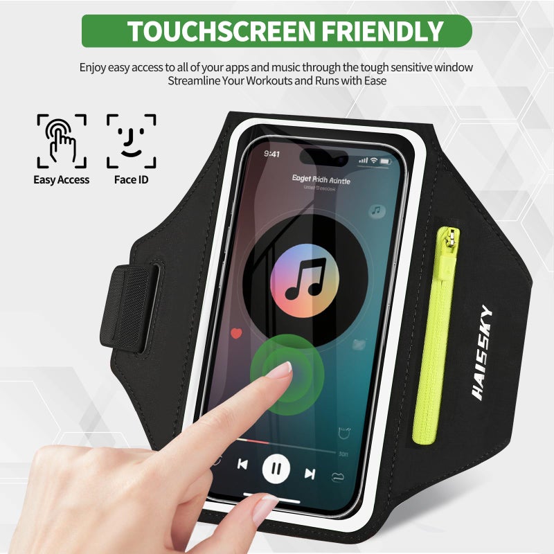 Kebrela Running Armband with Earphone Bag for iPhone 16/15/14 Max/Pro/Plus & Galaxy S20/S10, Touchscreen Compatible, Phone Holder for Running with Card Slot & Key Pockets, Fit Up to 6.9 Phone - Image 4