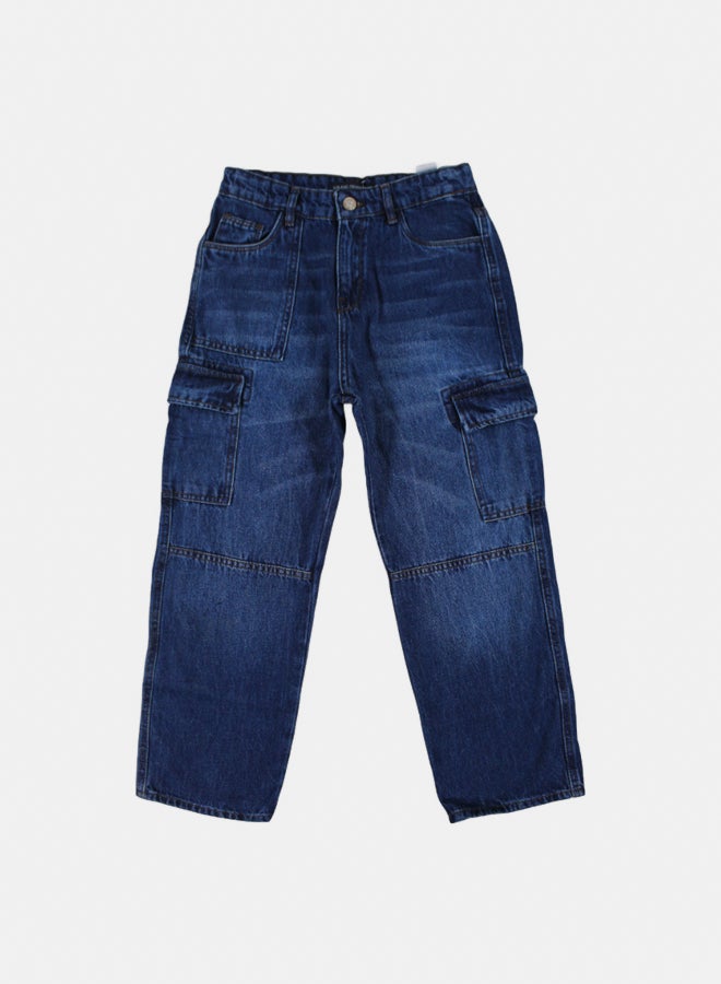 Solang Boys Cargo Jeans - Dark Wash - Image 1