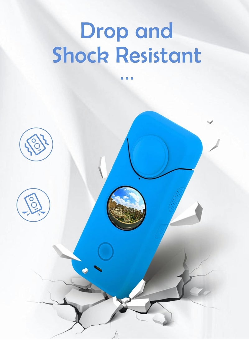 Zikra Panoramic Action Camera Cover Dustproof Waterproof Scratch Resistant Silicone Case for Insta360 One X2 (Blue) - Image 3