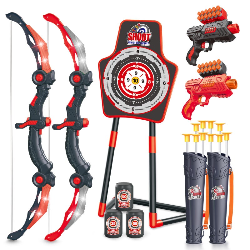 spring flower SpringFlower Bow and Arrow Sets with LED Lightup2 Foam Dart Guns for Kids 5 6 7 8 9 10 Years Old Archery Set with Standing Target for Boys Girl Ideal for Boys2 Pack - Image 2