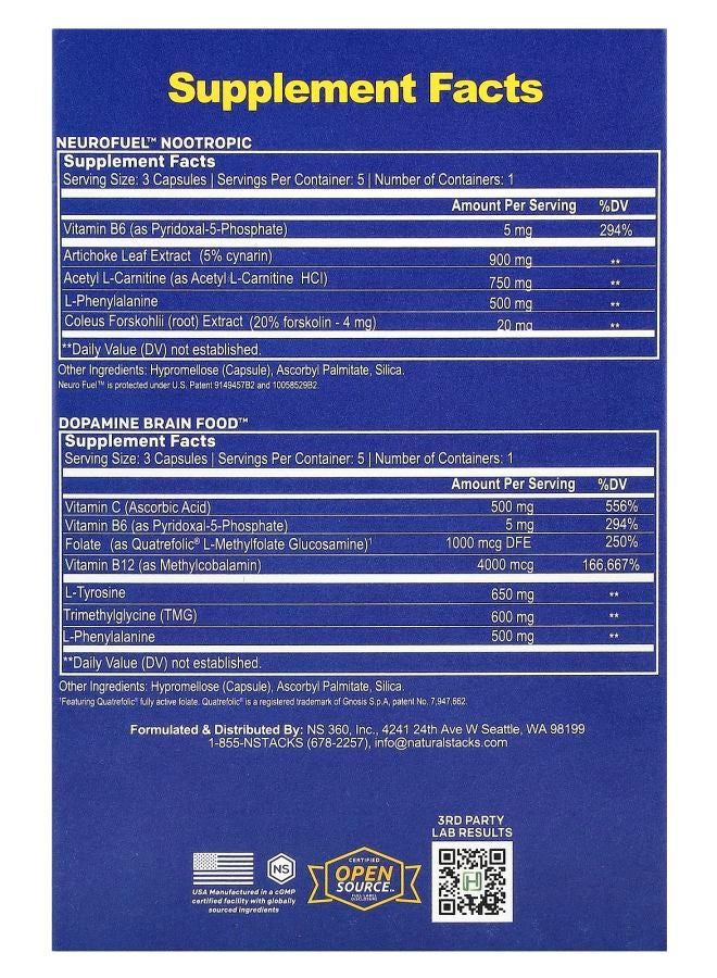 Natural Stacks زجاجتان من فوكوس ستاك 15 كبسولة نباتية لكل منهما - Image 2